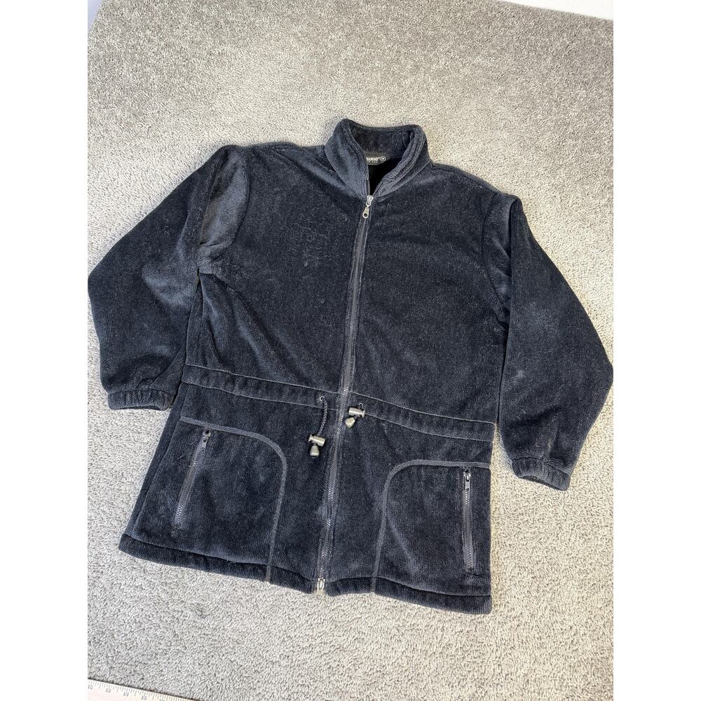Vintage Black Diamond Jacket Mens M Black Fleece Parka Full Zip Pockets USA - Picture 2 of 12
